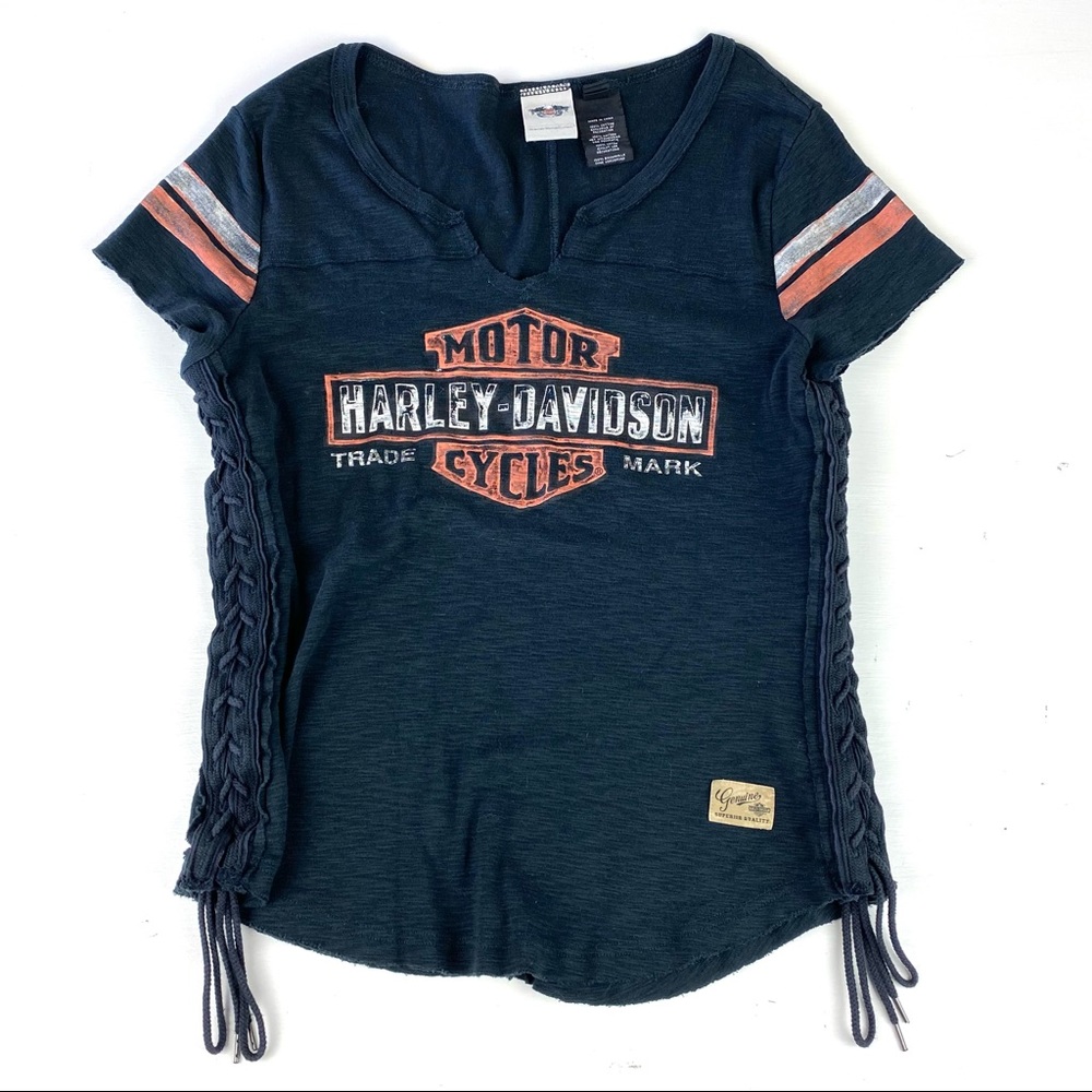 Harley Davidson women’s tie tassel shirt Large pet